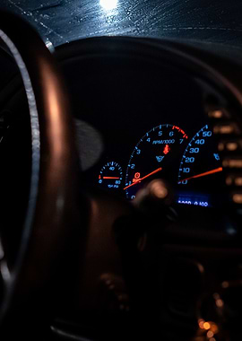 C5 corvette Dashboard at Night
