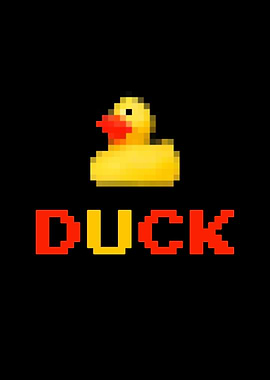 Pixelated Duck on Black Background