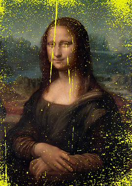 Mona Lisa with Yellow Paint Splatter