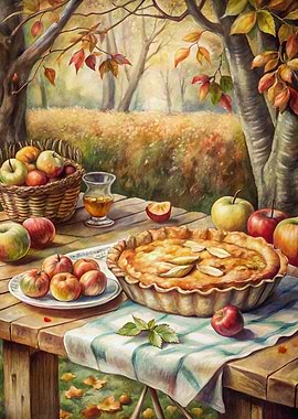 Autumn Apple Pie Still Life