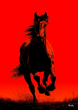 Running Horse Silhouette – Bold Red Power