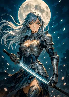 Anime Warrior Woman with Sword