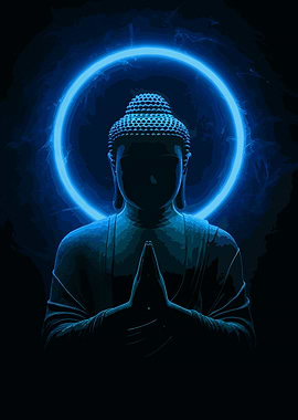 Blue Buddha with Halo