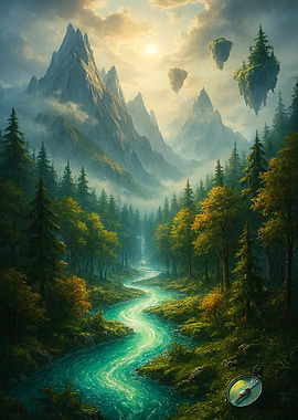 Lush Mountain Landscape with River
