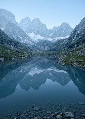 Mountain lake reflection landscape