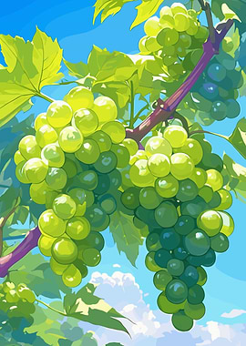 Green Grapes on the Vine