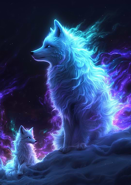 Glowing Wolves in Cosmic Landscape