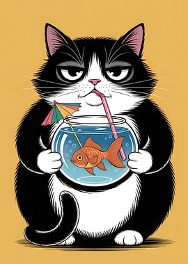 Grumpy Cat with Goldfish Cocktail