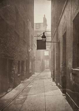 Vintage Alleyway with Gas Lamp