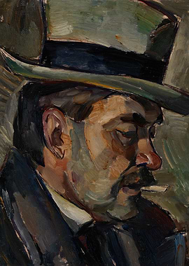 Man with Hat and Cigarette Painting
