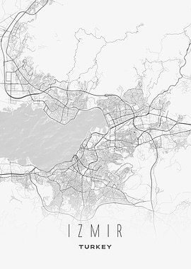 Minimalist Map of Izmir - Modern Turkey City Wall Art
