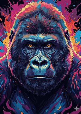 Colorful Gorilla Portrait V5