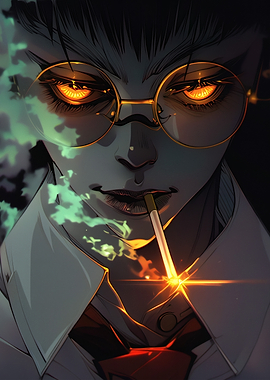 Intense Gaze with Cigarette