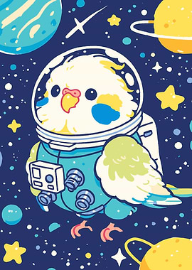 Parakeet Astronaut in Space