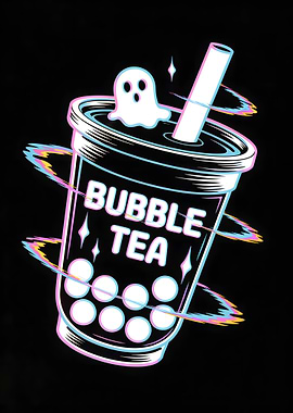 Bubble Tea with Ghost Illustration