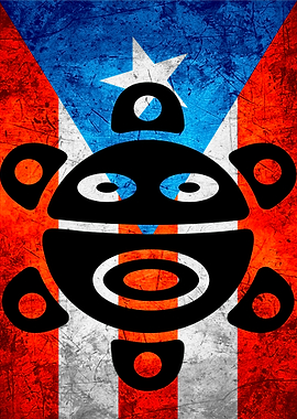 Puerto Rico Flag with Taino sun