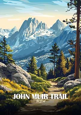 John Muir Trail Landscape Illustration