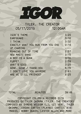Igor Album Receipt by Tyler, Creator