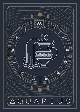 Aquarius Zodiac Sign Art Deco Style