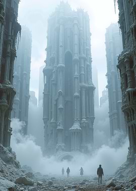 Frozen Cityscape with Figures