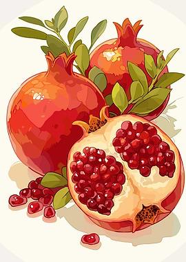 Pomegranate Still Life with Seeds