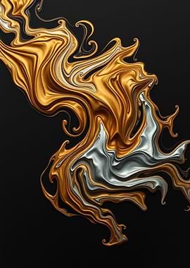 Abstract Gold and Silver Swirls