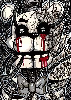 Creepy Animatronic Bear with Blood