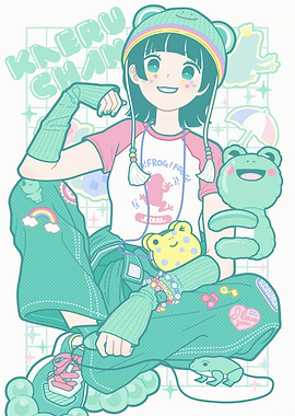 Kareu Chan Frog Anime Girl Illustration
