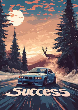 Blue Car Success Landscape