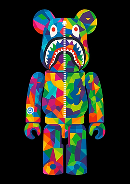 Colorful Bearbrick with Shark Design