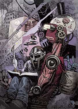 MF DOOM Illustration with Steampunk Elements