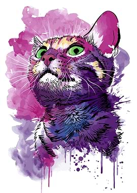 Watercolor Cat Portrait