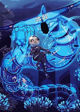 Subnautica: Girl with Ghost Leviathan