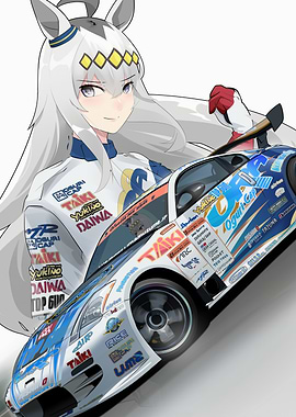 Anime Girl with Racing Car
