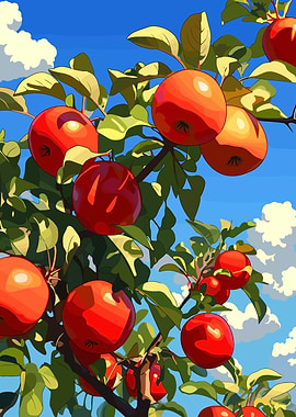 Apple Tree with Red Apples