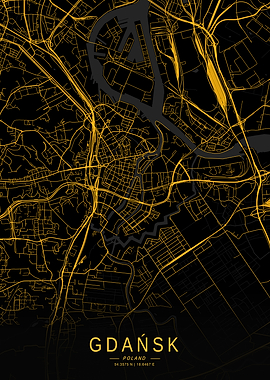 Golden Gdańsk City Map