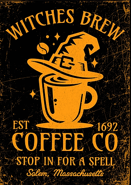 Witches Brew Coffee Halloween Kitchen Art Print