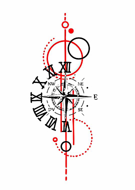 Compass and Clock Abstract Design