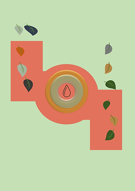 Abstract Autumn Leaves and Water Drop