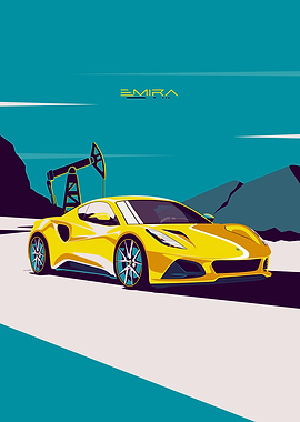 Yellow British Sports Car Emira Mid-Engine Coupe