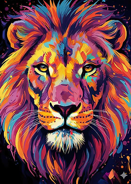 Colorful Lion Portrait V2