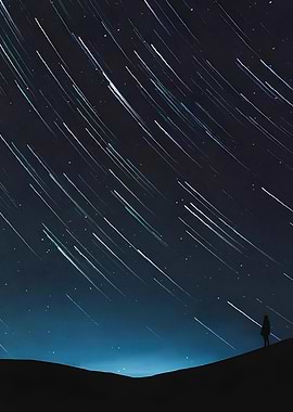 Star Trails Silhouette Night Sky
