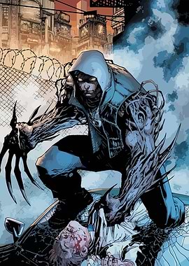 Hooded Figure Over Victim Comic Art