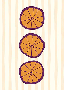 Orange Slices on Striped Background