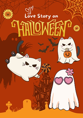 Halloween Love Story with Ghost Cats