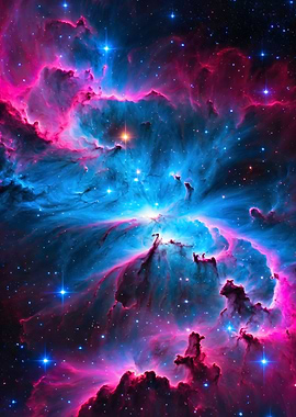 Vibrant Nebula with Stars and Clouds