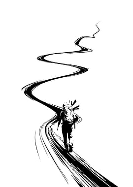 Hiker on a Winding Path
