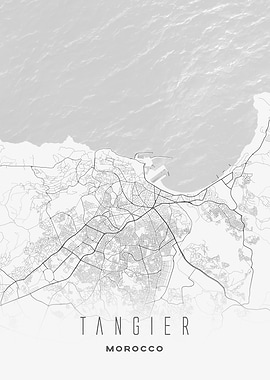 Minimalist Map of Tangier - Modern Morocco City Wall Art