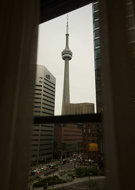 Toronto Skyline View from Window
