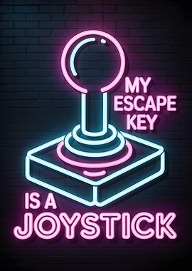 Joystick Neon Sign on Brick Wall